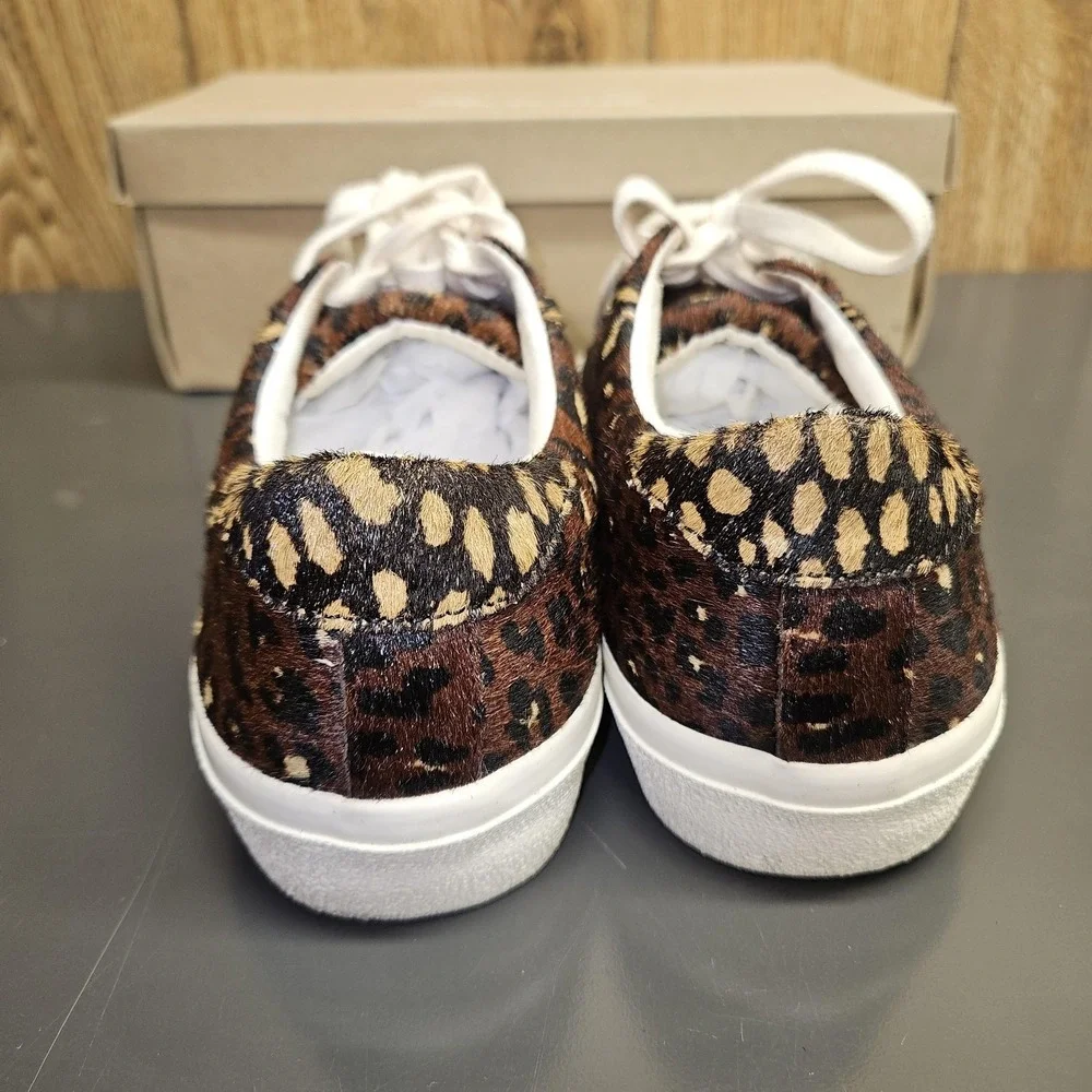Madewell Sidewalk Low Top Shoes Women 7.5 Brown Genuine Calf Hair Sneaker Trendy